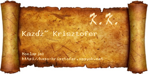 Kazó Krisztofer névjegykártya